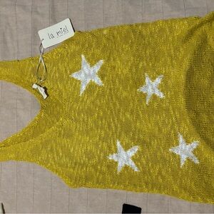 LA MIEL Textured Knit Tank in Mustard